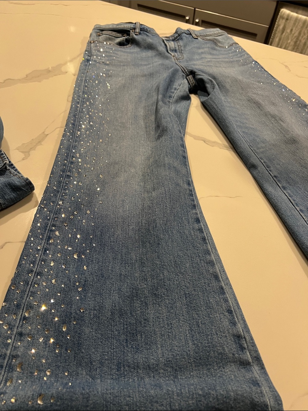 Johnny Was Light Blue Straight-Leg Jeans Set with Crystal Embellishment - Picture 8 of 13